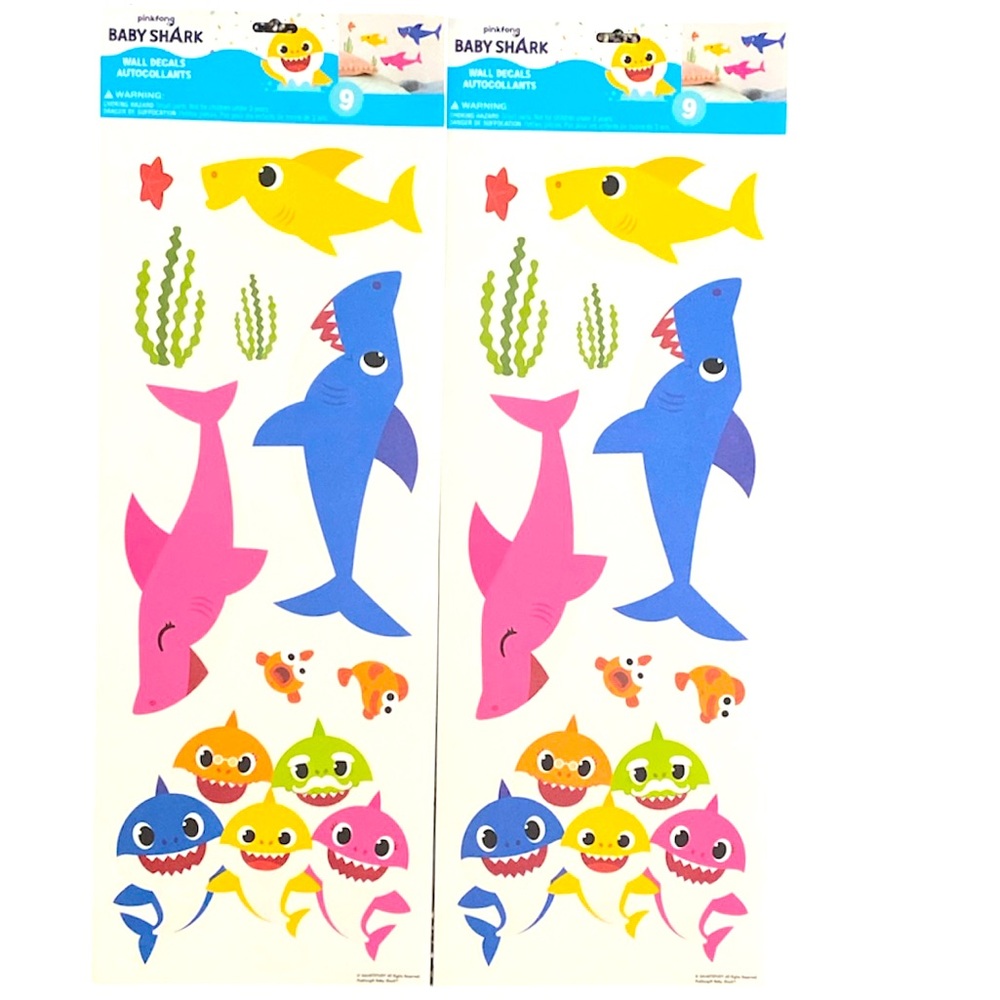 Baby Shark Decals Wall Stickers Pinkfong kids Wall Art Nursery Daycare Playroom